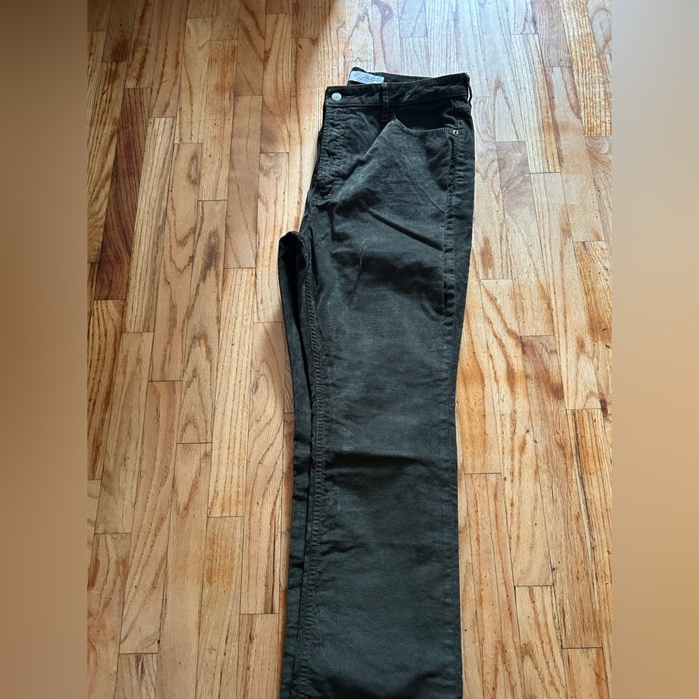 high rise army green corduroy jeans size 12